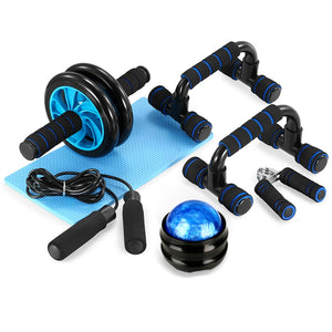 AB Wheel Roller Kit Resistance Loop Bands Jump Rope and Knee Pad